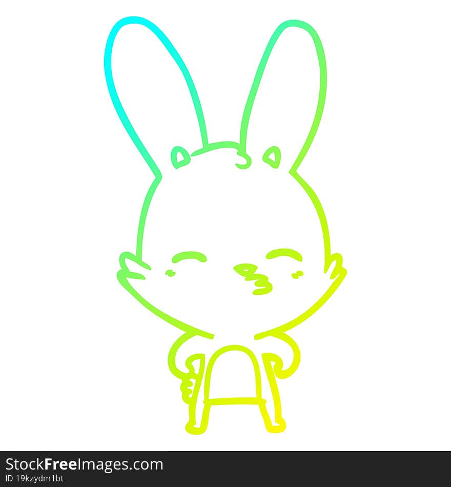 Cold Gradient Line Drawing Curious Bunny Cartoon