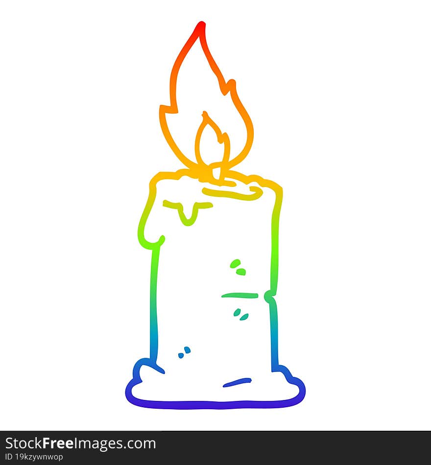 rainbow gradient line drawing cartoon lit candle