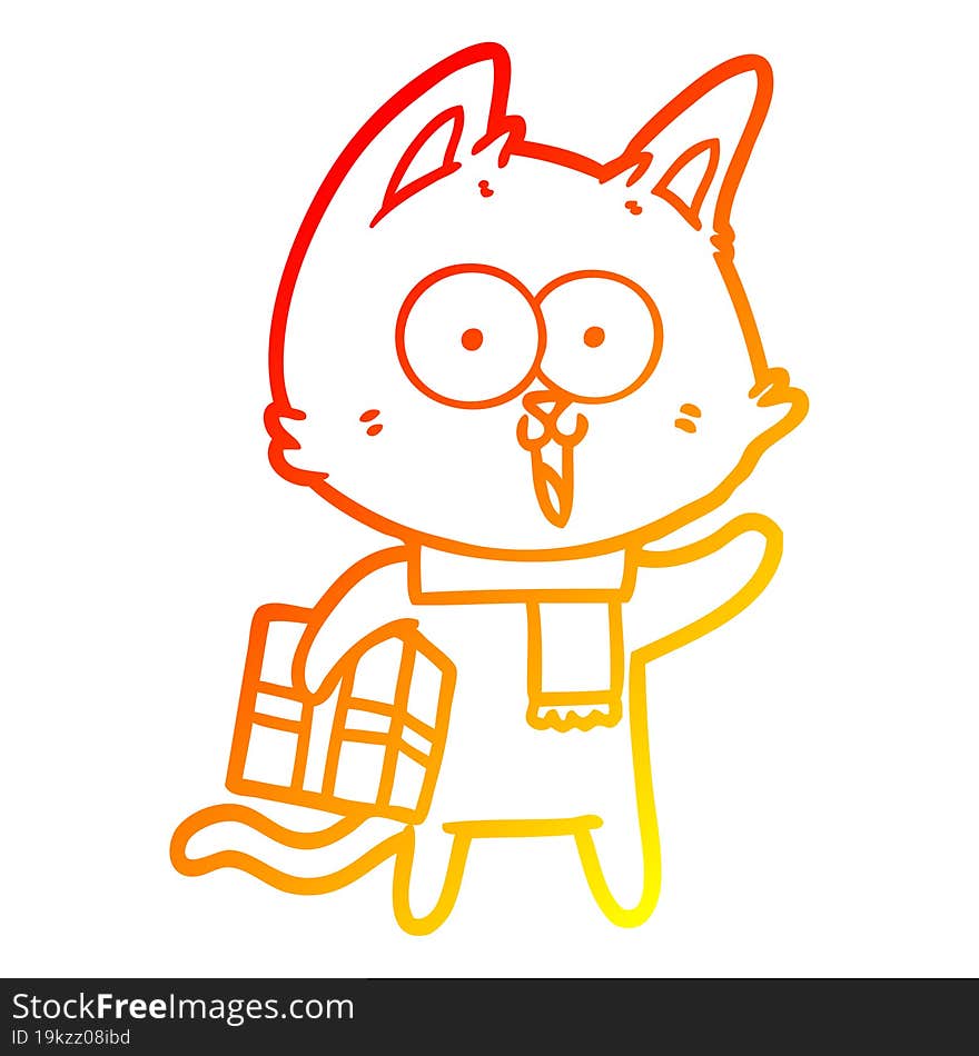 warm gradient line drawing funny cartoon cat