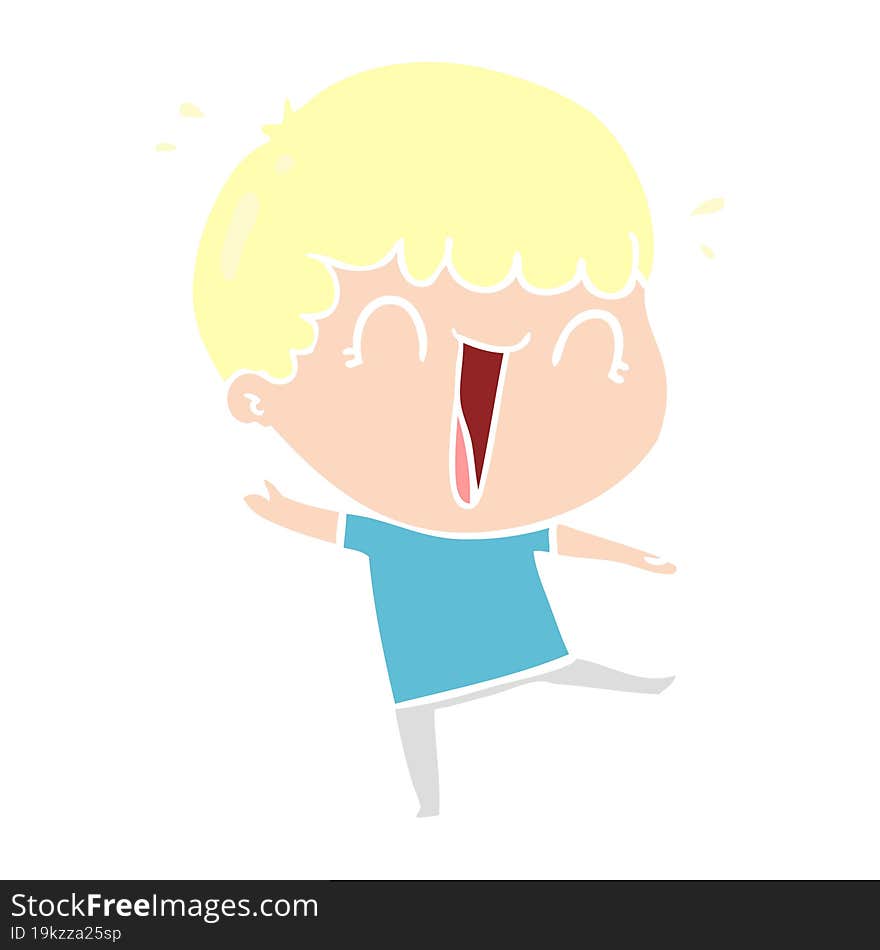 laughing flat color style cartoon man