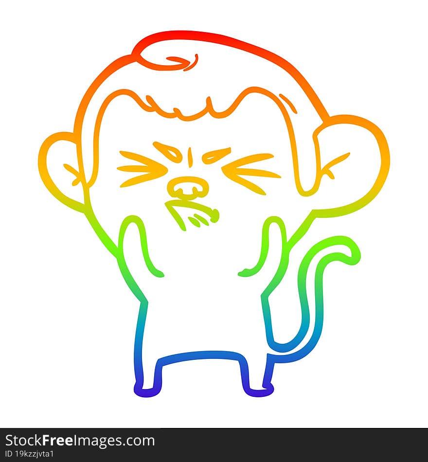 rainbow gradient line drawing cartoon annoyed monkey