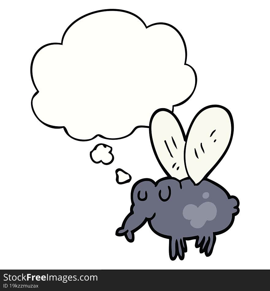 cartoon fly with thought bubble. cartoon fly with thought bubble