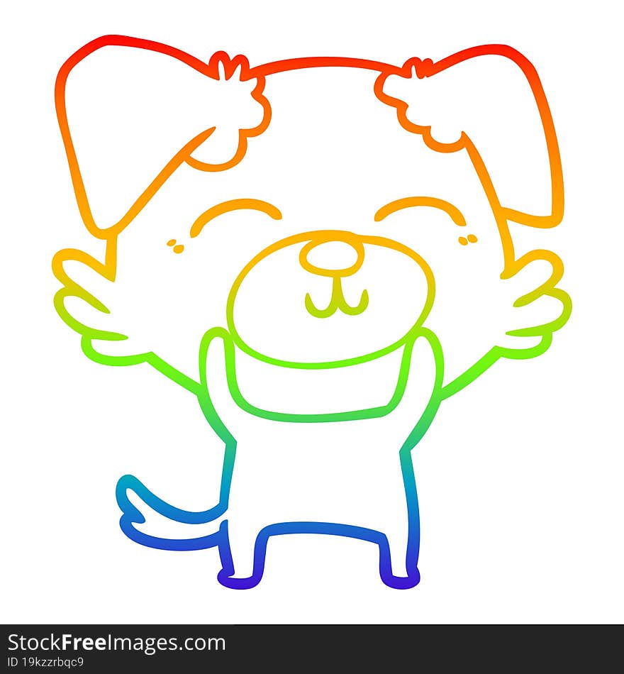 Rainbow Gradient Line Drawing Cartoon Dog