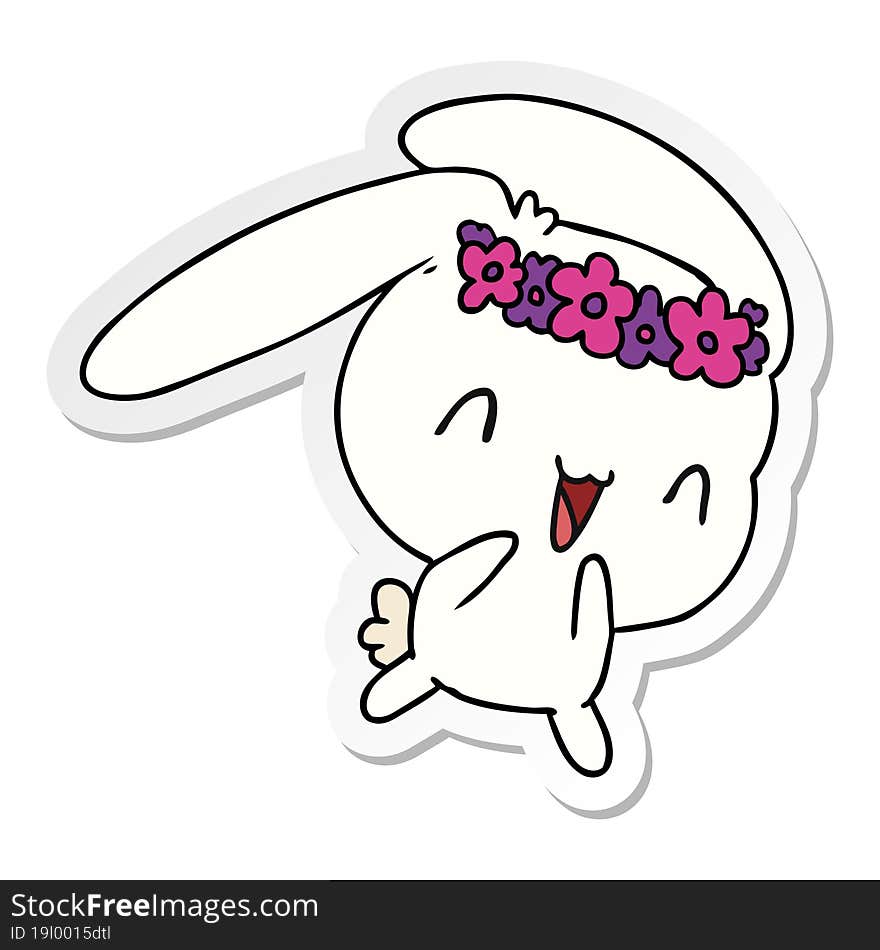 sticker cartoon illustration kawaii cute furry bunny. sticker cartoon illustration kawaii cute furry bunny