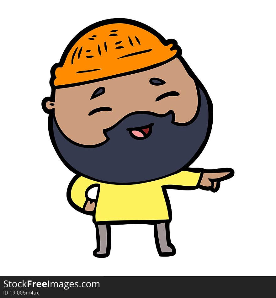 cartoon happy bearded man. cartoon happy bearded man