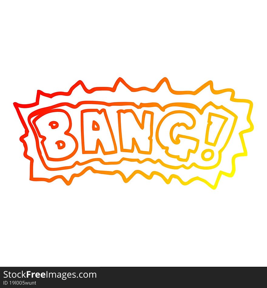 warm gradient line drawing of a cartoon word bang