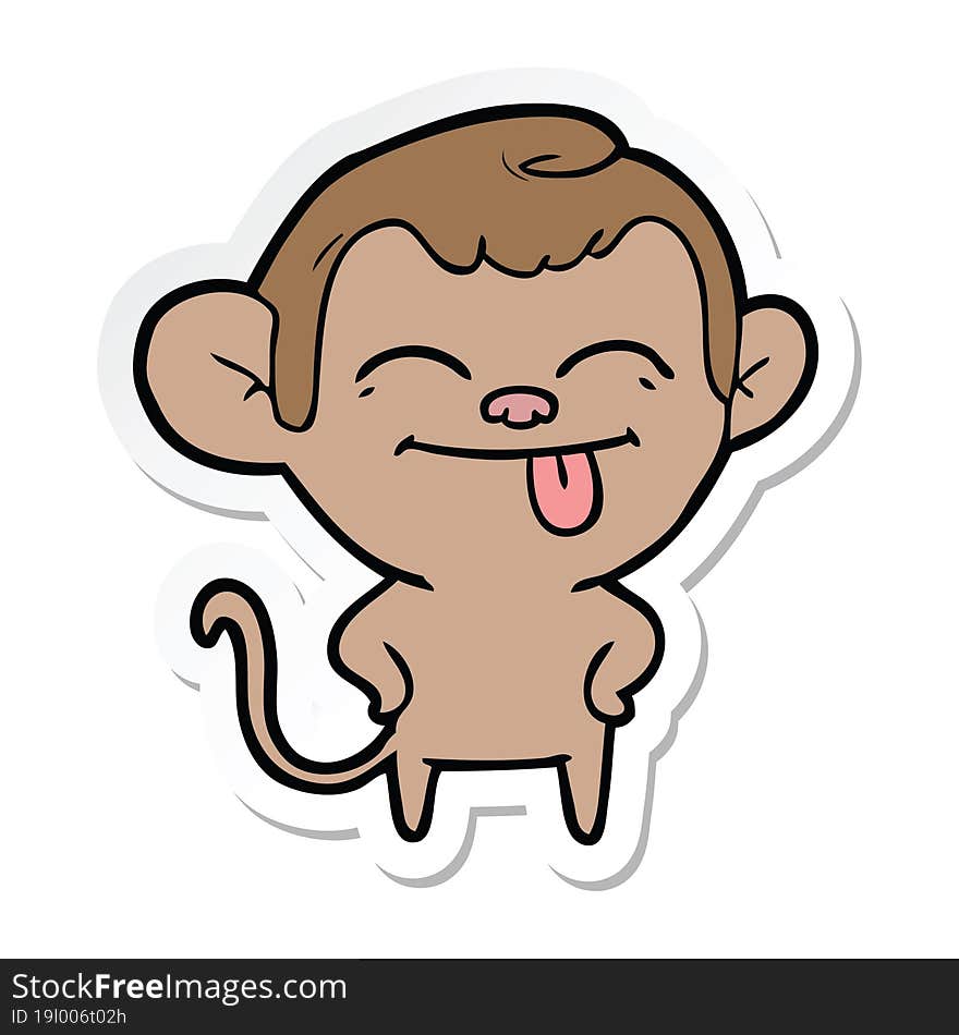 sticker of a funny cartoon monkey