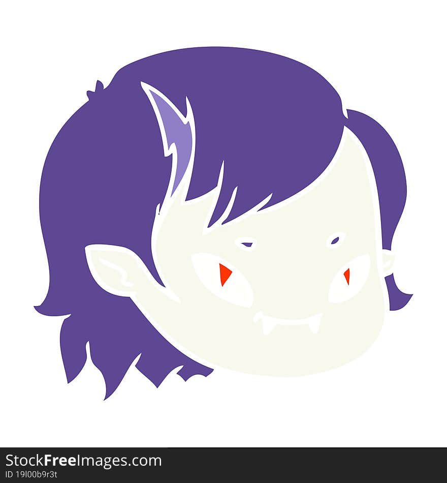 flat color style cartoon vampire girl face