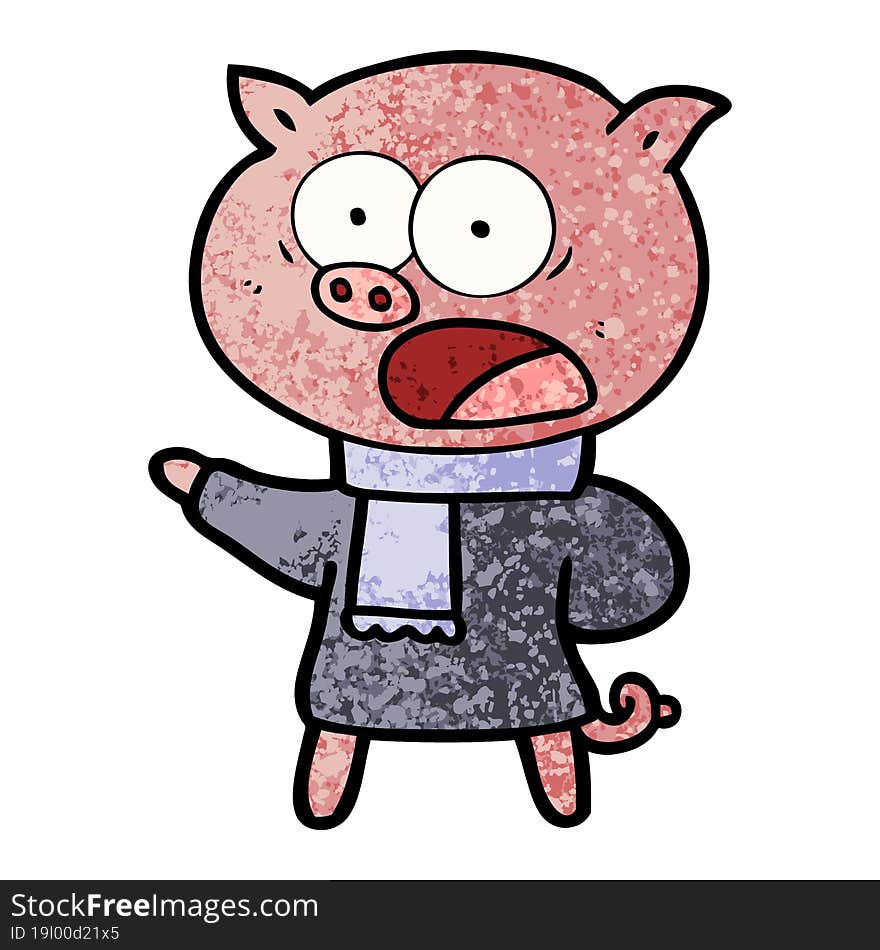 cartoon pig shouting. cartoon pig shouting