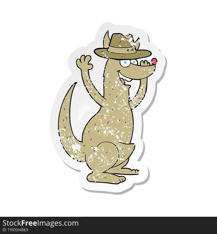 Retro Distressed Sticker Of A Cartoon Kangaroo