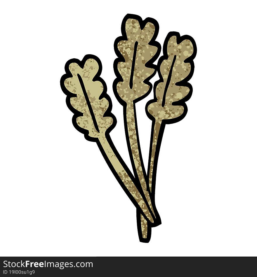 grunge textured illustration cartoon dried wheat