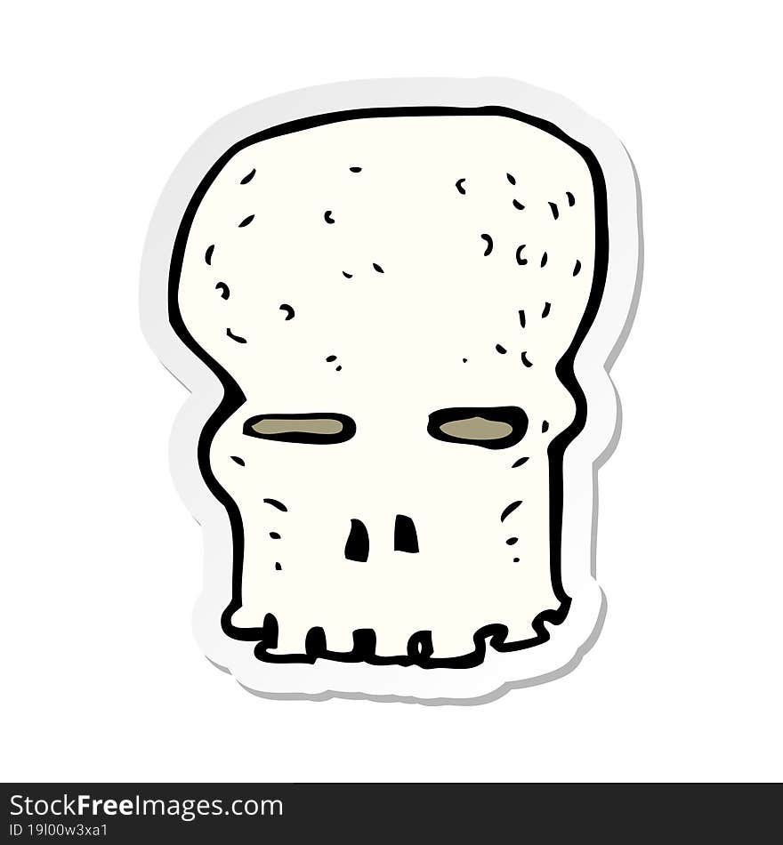 sticker of a cartoon spooky skull