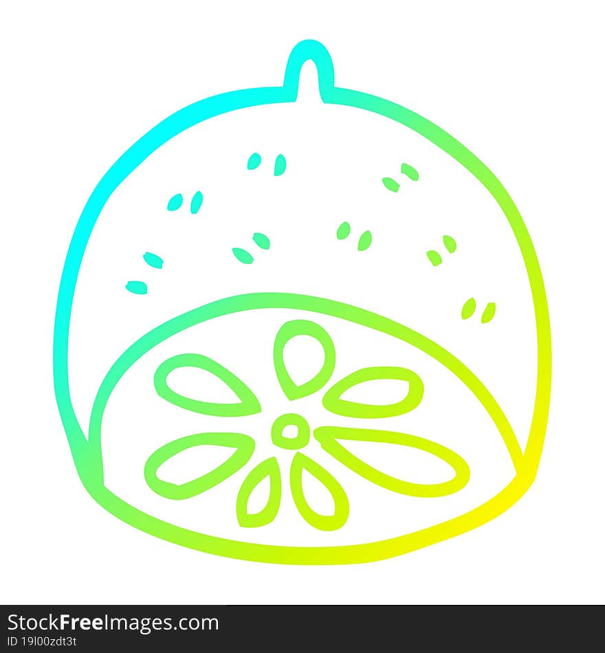 Cold Gradient Line Drawing Cartoon Lime Fruit