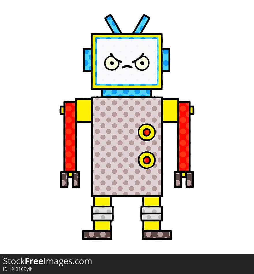 comic book style cartoon of a robot