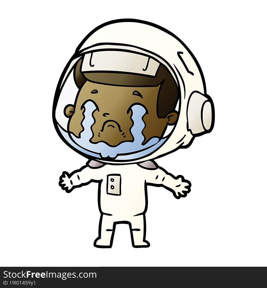 cartoon crying astronaut. cartoon crying astronaut