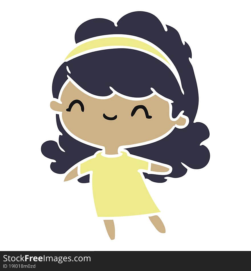 cartoon kawaii girl with head band