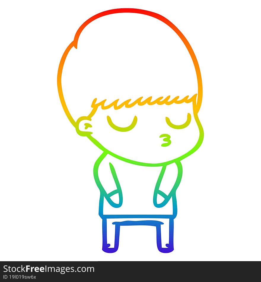 rainbow gradient line drawing cartoon calm boy