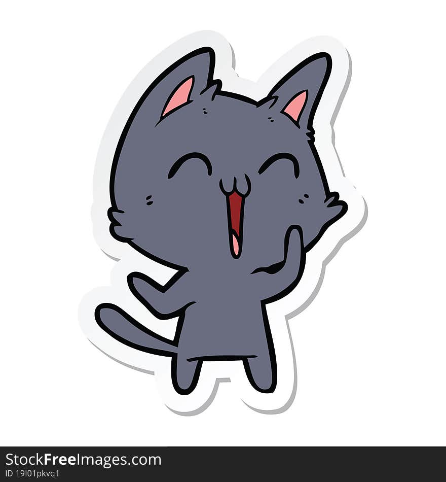 Sticker Of A Happy Cartoon Cat