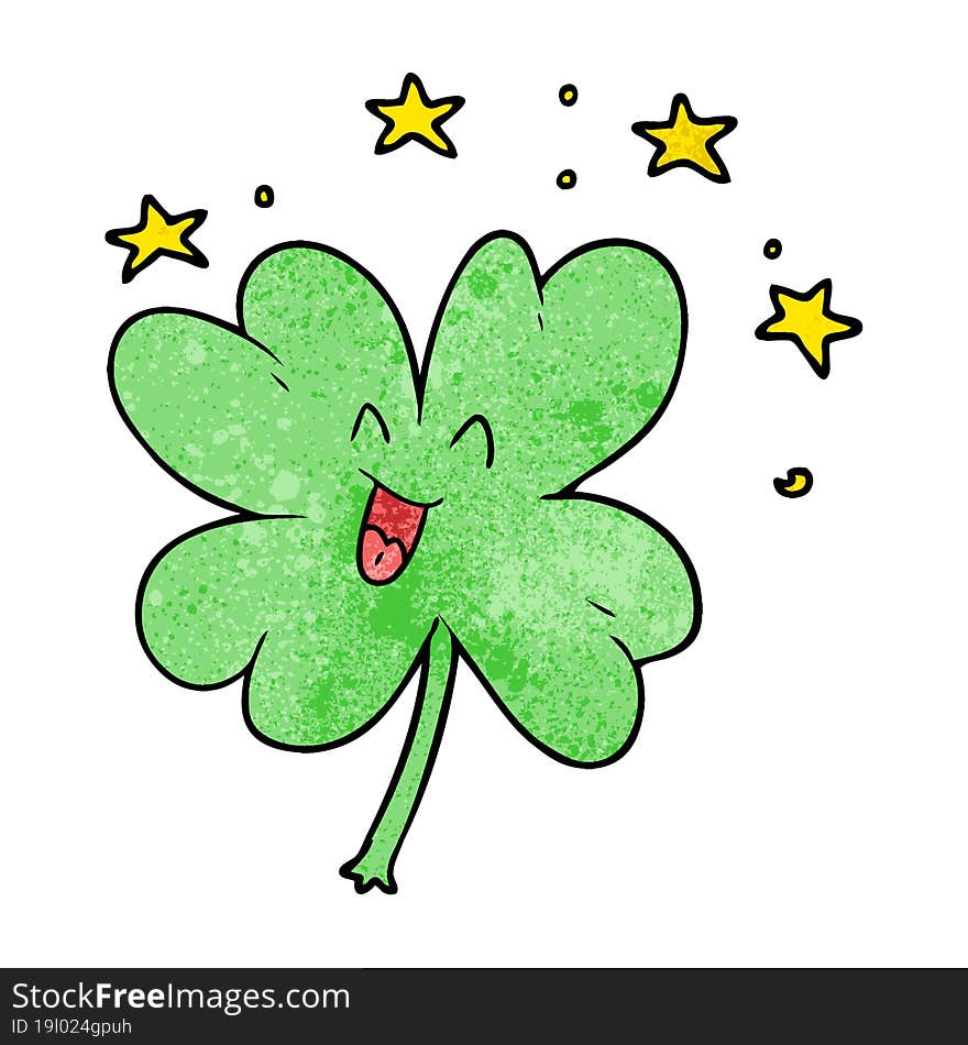 happy cartoon four leaf clover. happy cartoon four leaf clover