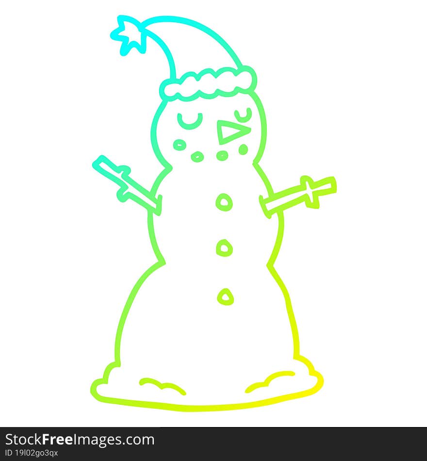 cold gradient line drawing cartoon christmas snowman