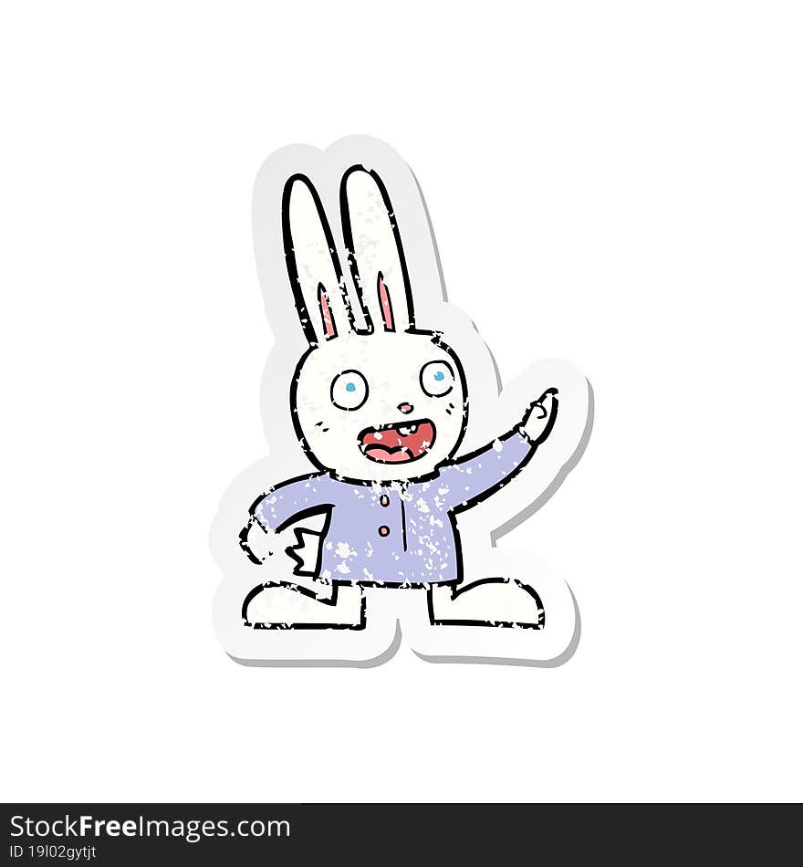 Retro Distressed Sticker Of A Cartoon Rabbit