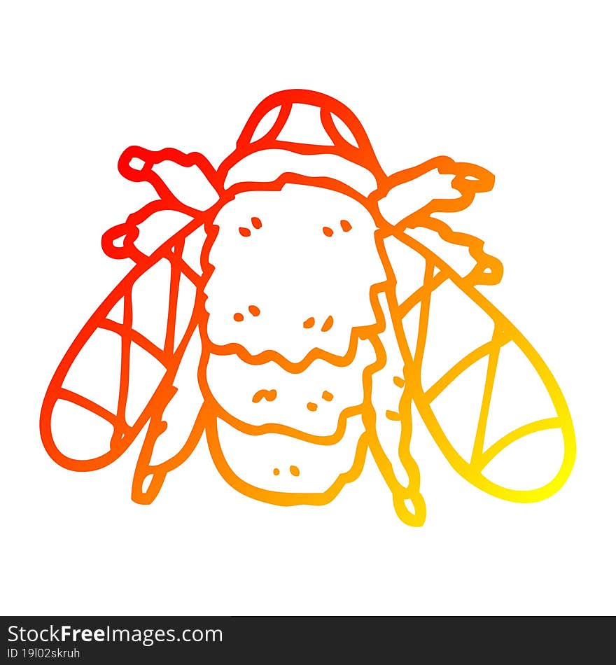 warm gradient line drawing of a cartoon doodled bee