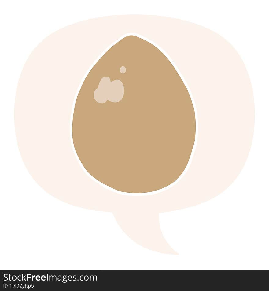 cartoon egg and speech bubble in retro style