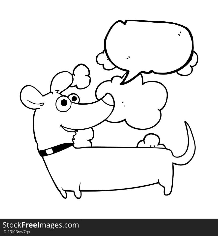 freehand drawn speech bubble cartoon happy dog