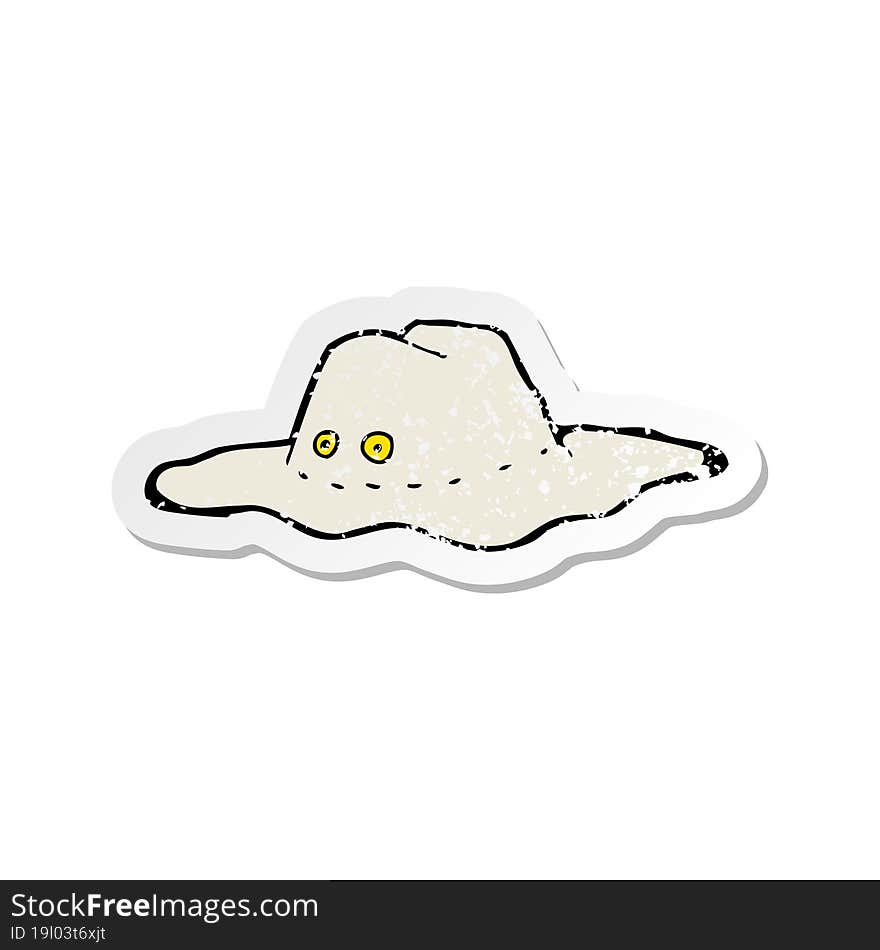 retro distressed sticker of a cartoon old australian hat