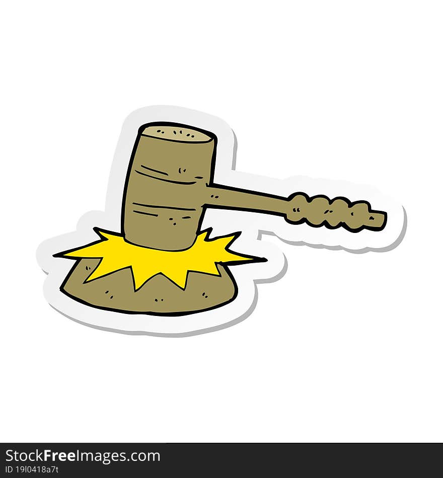 sticker of a cartoon gavel banging