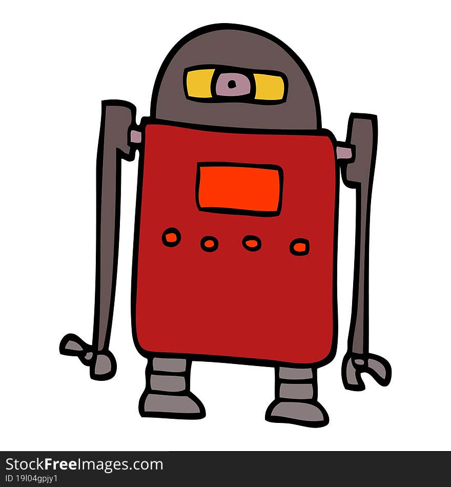 cartoon doodle robot