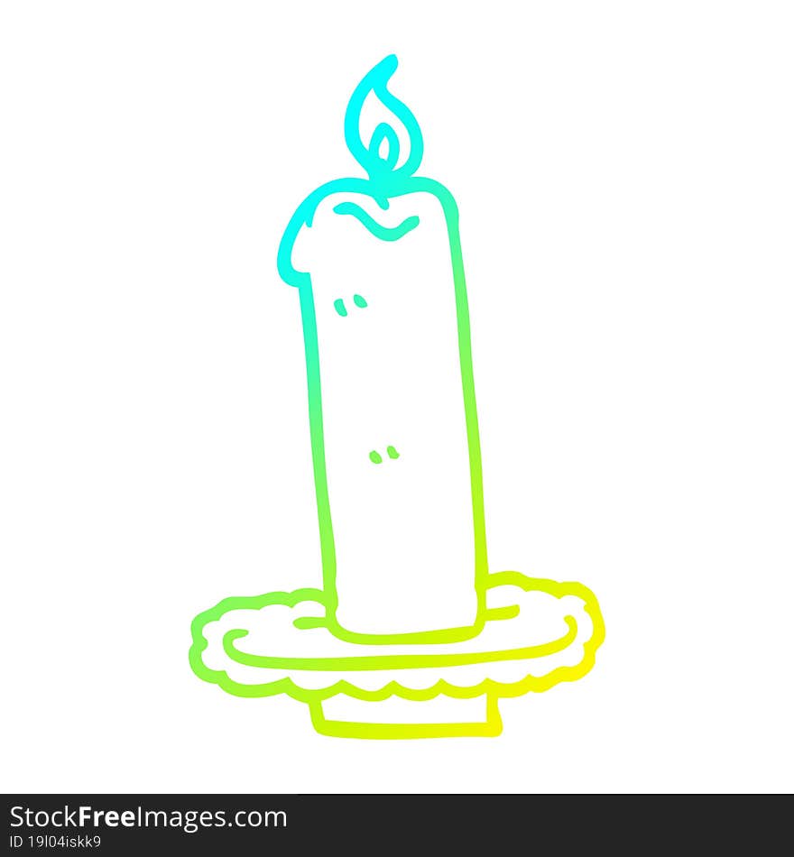 cold gradient line drawing cartoon burning candle