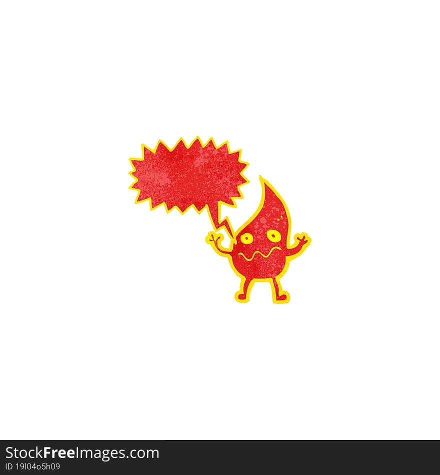 cartoon little flame with speech bubble