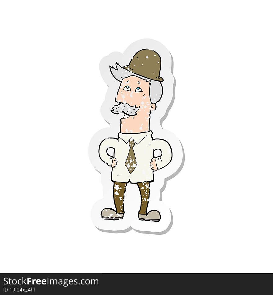 Retro Distressed Sticker Of A Cartoon Old Man