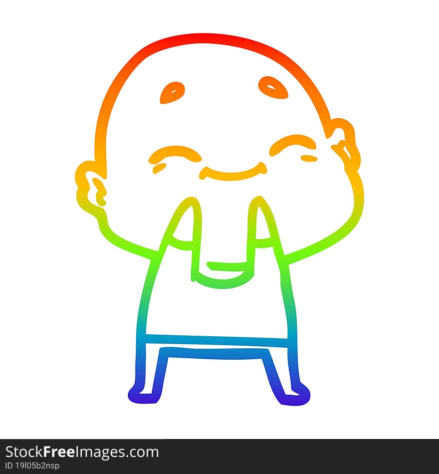 rainbow gradient line drawing cartoon happy bald man