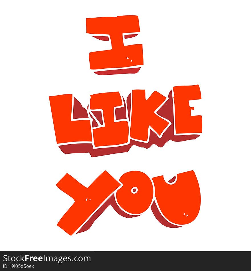 I like you flat color illustration of a cartoon symbol