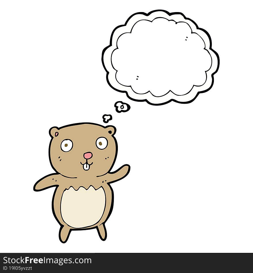 cartoon teddy bear with thought bubble