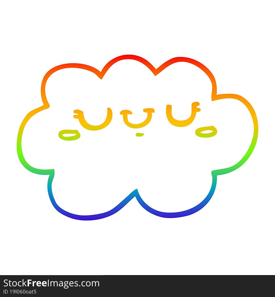 rainbow gradient line drawing cute cartoon cloud