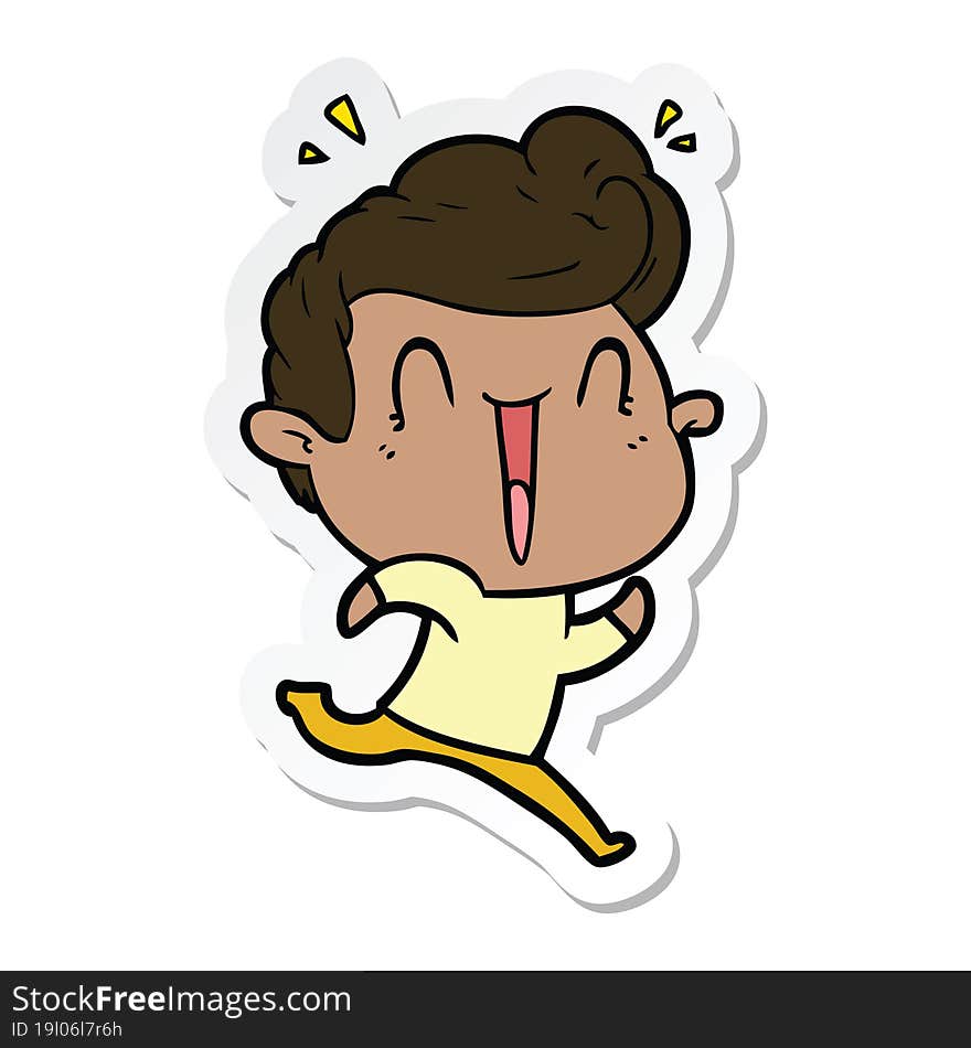 sticker of a cartoon excited man