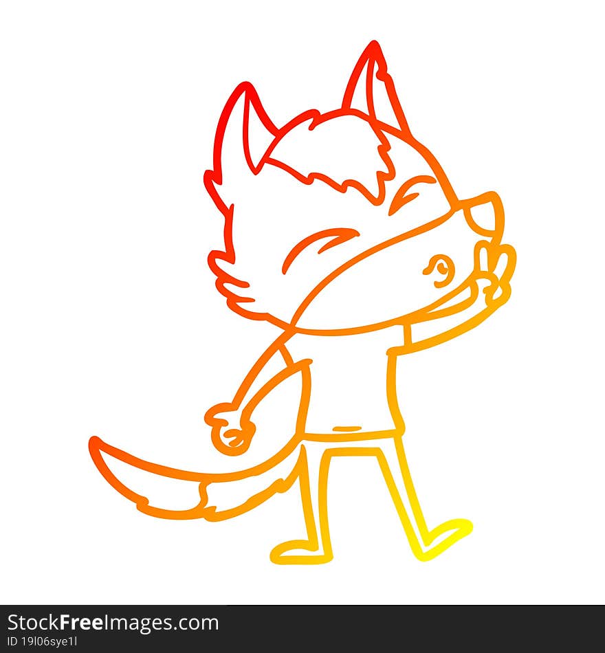 warm gradient line drawing cartoon wolf whistling