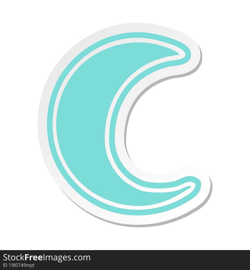 cartoon sticker of a crescent moon