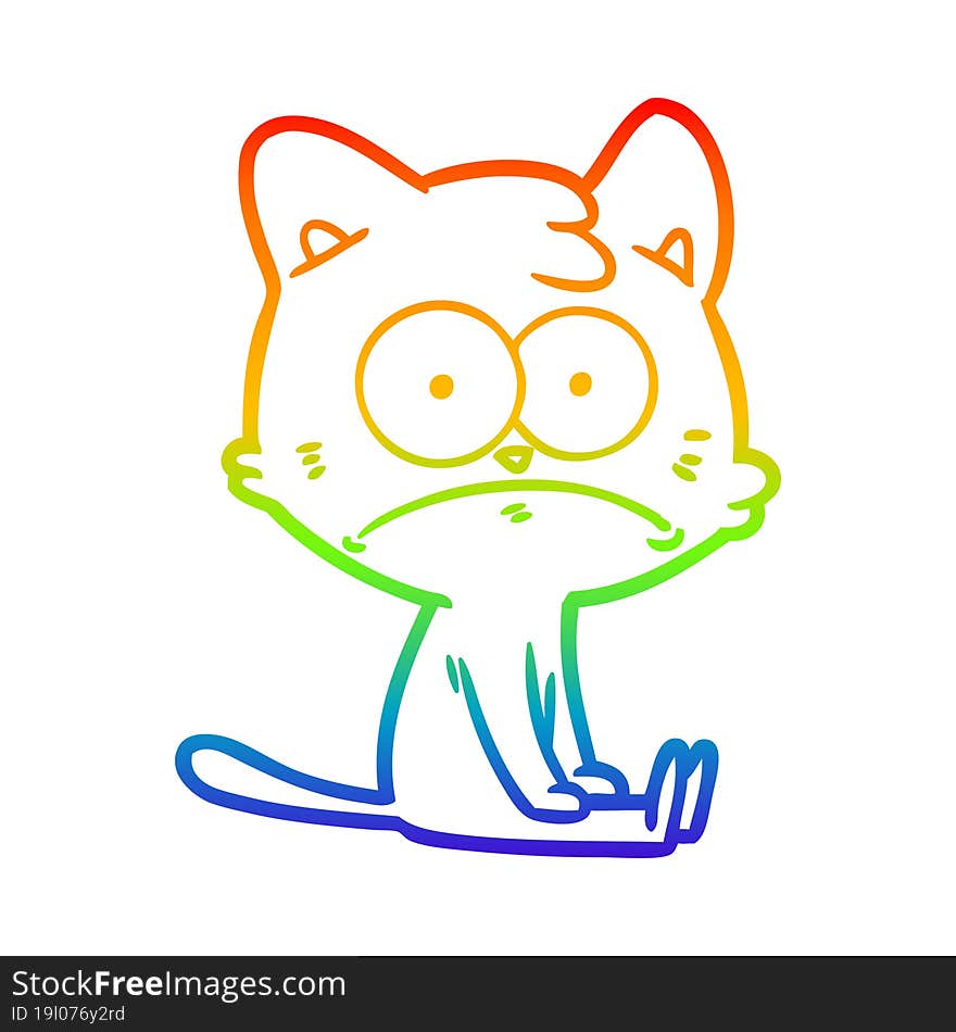 rainbow gradient line drawing cartoon nervous cat