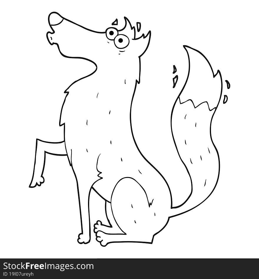 Black And White Cartoon Wolf