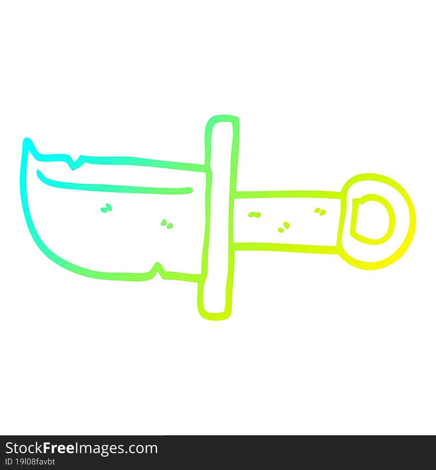 cold gradient line drawing cartoon dagger