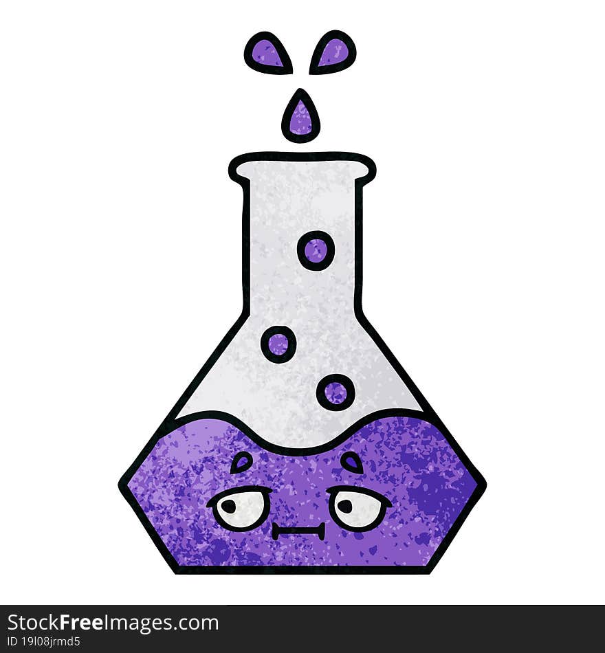 retro grunge texture cartoon of a science beaker