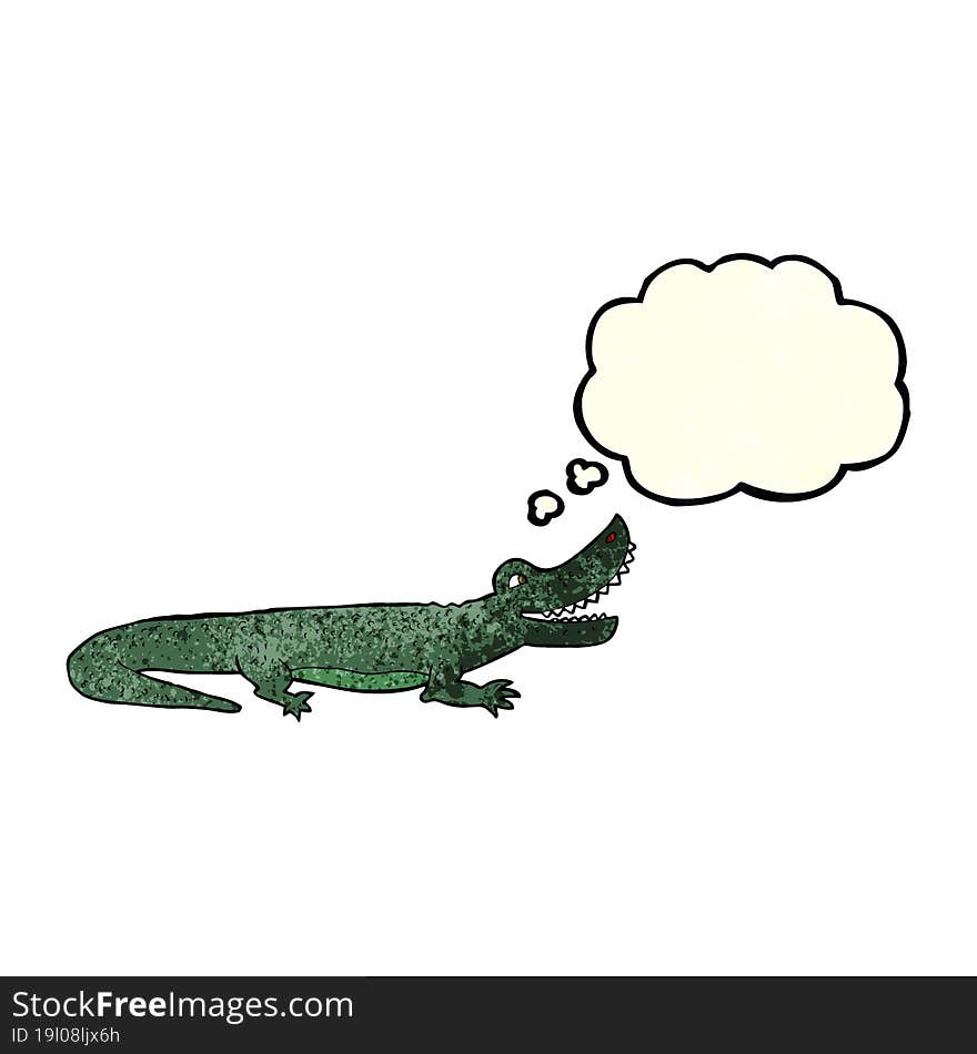 cartoon happy crocodile with thought bubble