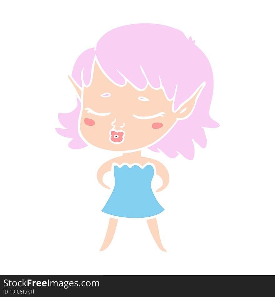 pretty flat color style cartoon elf girl