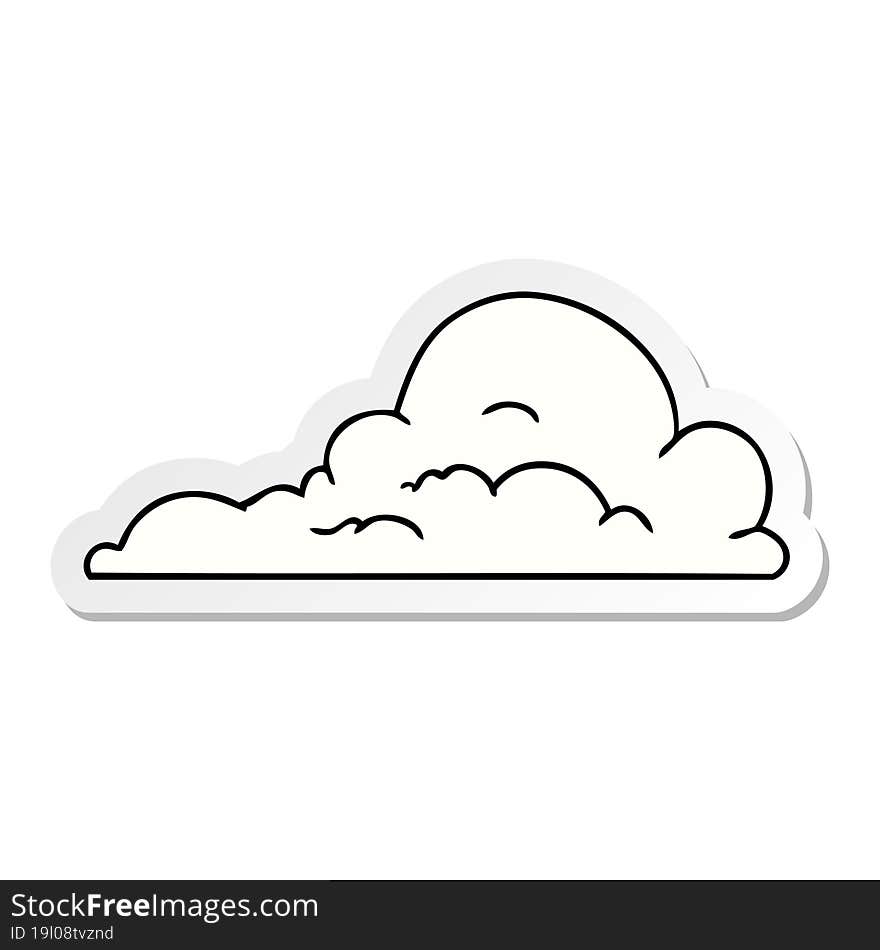 Sticker Cartoon Doodle Of White Large Clouds