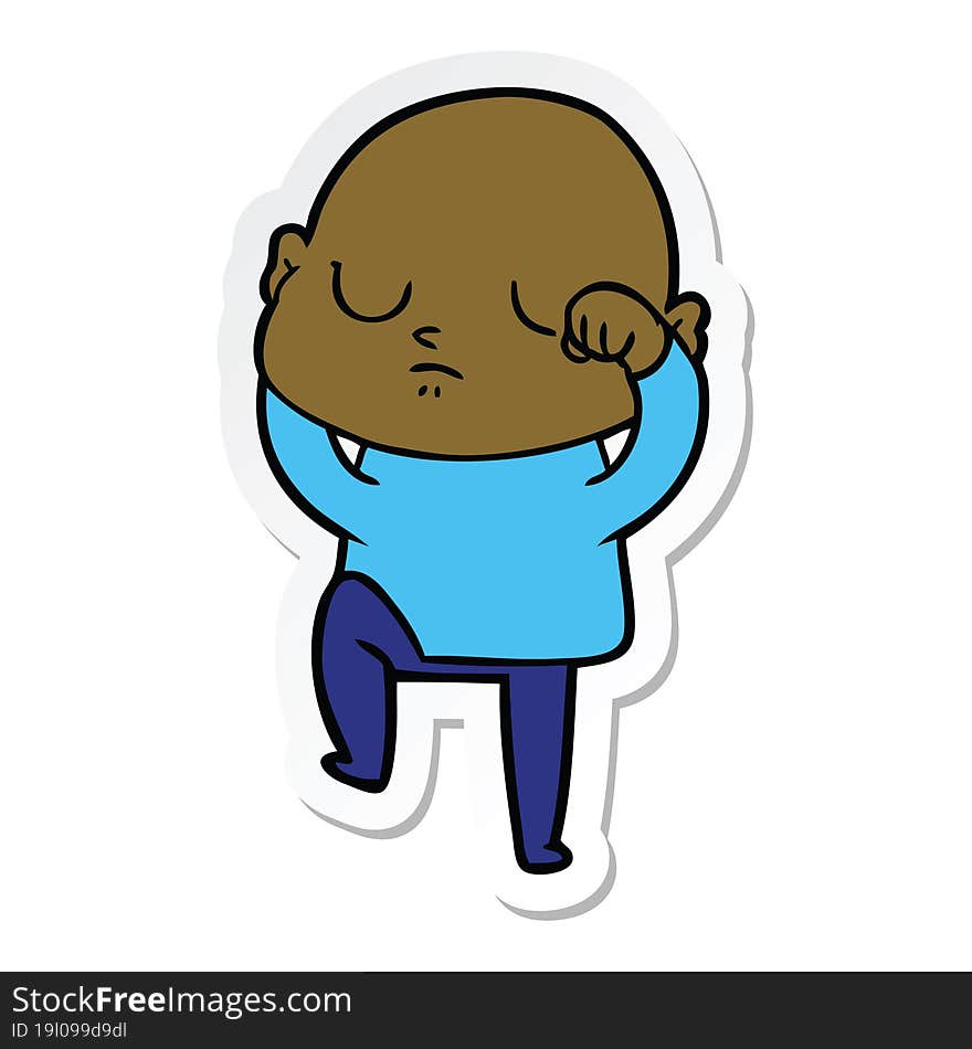 sticker of a cartoon bald man