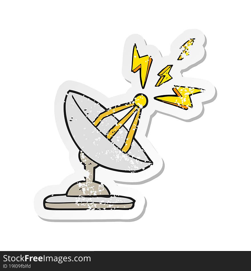 retro distressed sticker of a cartoon satellite dish